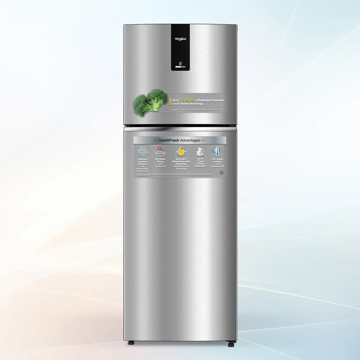 Intellifresh 308L 2 Star Frost Free Double-Door Refrigerator - Titan Steel (22407)