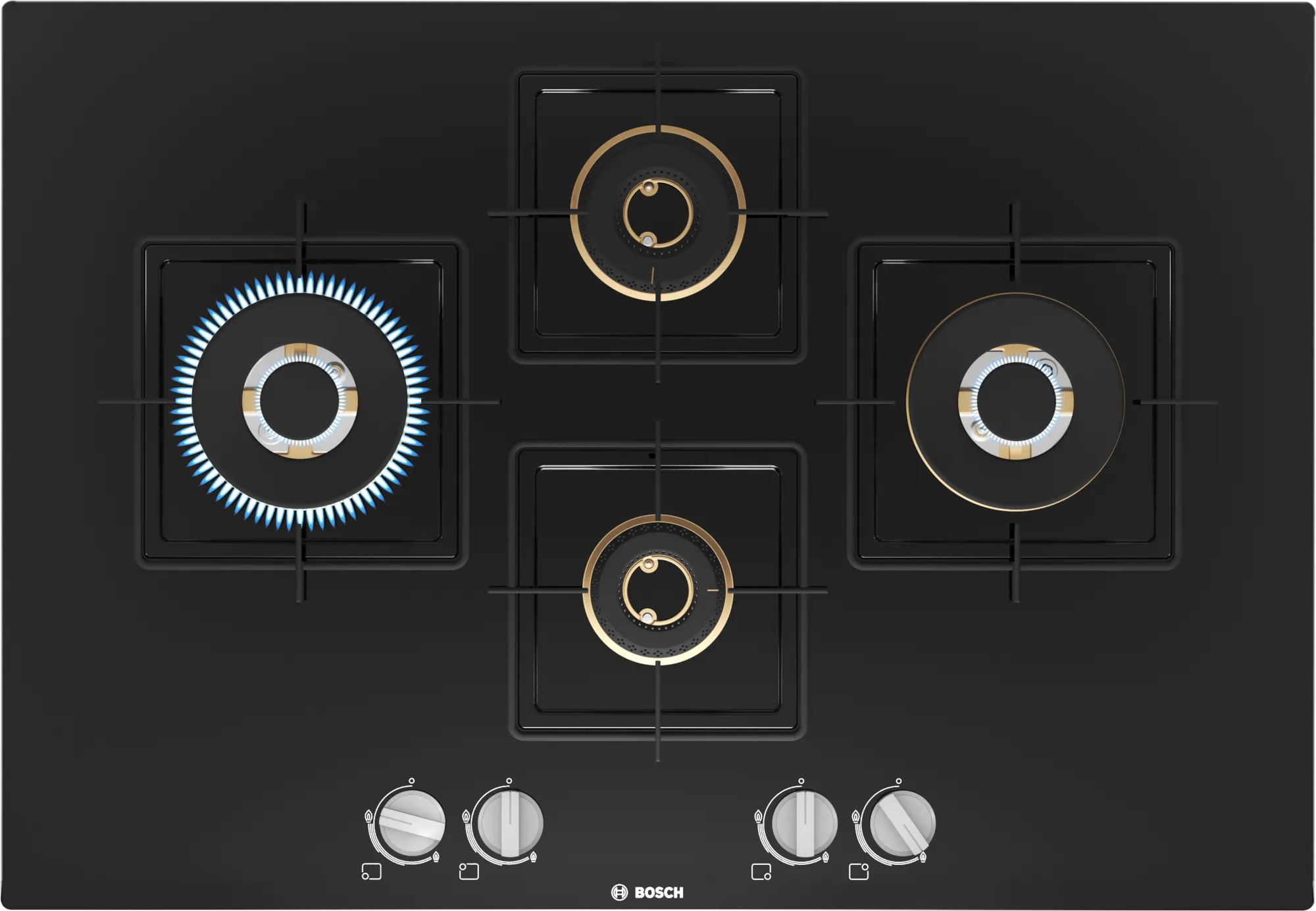 Series 6 Gas hob 75 cm Tempered glass, Black (PNI7B6F10I)