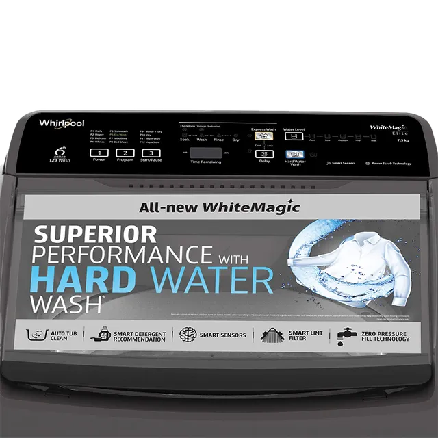 Whirlpool 7.5 kg 5 Star Fully Automatic Top Load Washing Machine (Whitemagic Elite, 31370, Lint Filter, Grey)