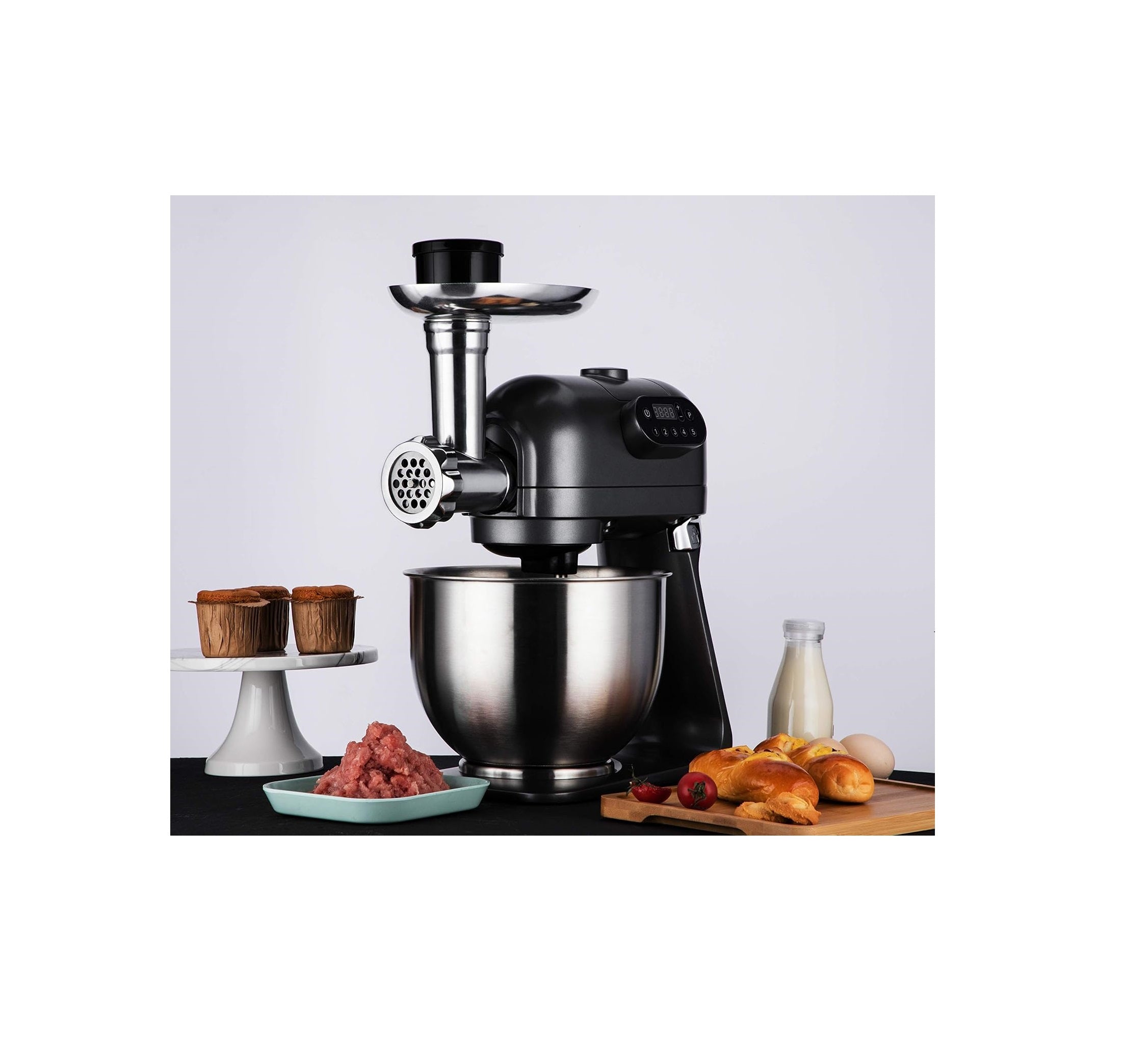 Hafele Klara - The Kitchen Machine Multifunctional Blender with 5.5L Mixing Bowl, 3 Mixing Attachments, 1.2 Litre Blender, Vegetable Slicer (3 Attachments), Optional Meat Mincer Attachment - 1000 Watt