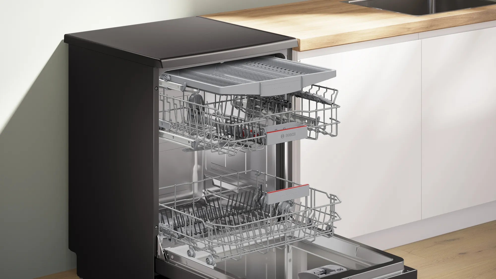 BOSCH free-standing dishwasher Series 6 Brushed black(SMS6HMC00I) 15 PLACE SETTING