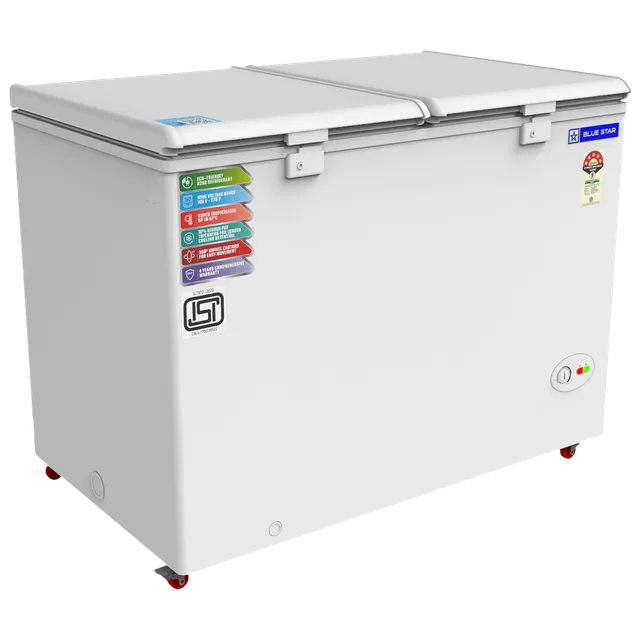 Blue Star 300 L Double Door Standard Deep Freezer  (White, Grey, CF5-330NEYW 2024 Model, 5 Star)