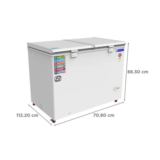 Blue Star 300 L Double Door Standard Deep Freezer  (White, Grey, CF5-330NEYW 2024 Model, 5 Star)