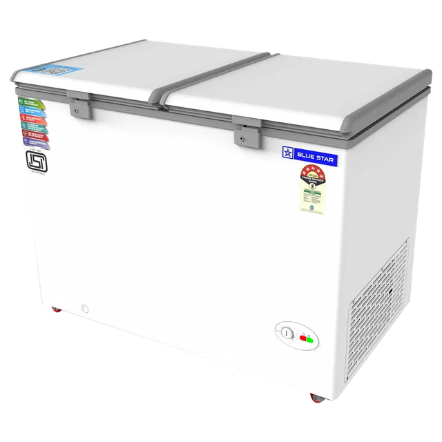 Blue Star 300 L Double Door Standard Deep Freezer  (White, Grey, CF5-330NEYW 2024 Model, 5 Star)