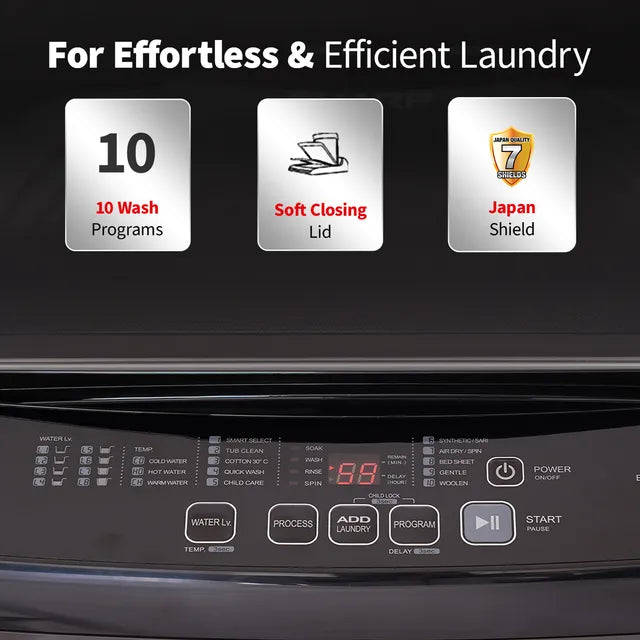 SHARP 10 kg 5 Star Fully Automatic Top Load Washing Machine (ES-T100N-BK) Midnight Black