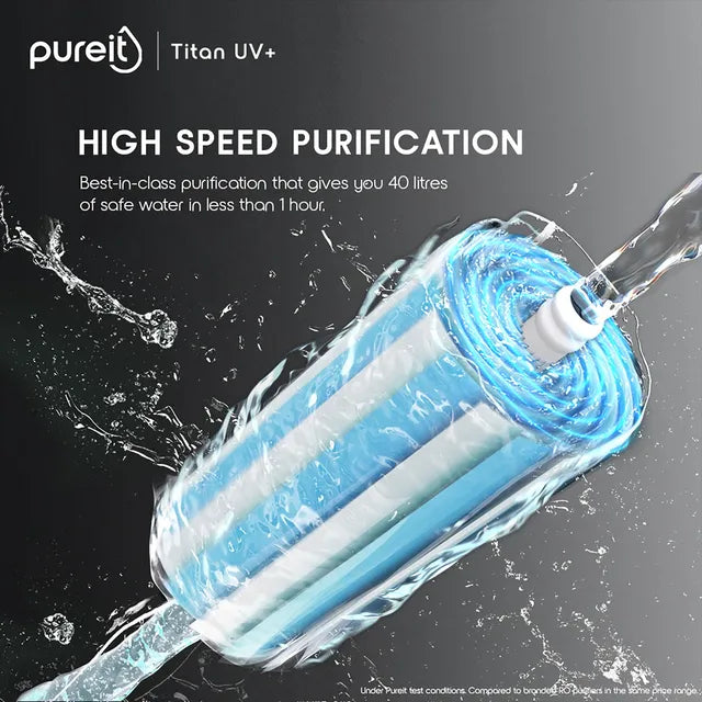 pureit Titan UV+ 7L UV Lamp + UFSC+ UV Led Water Purifier with Integrated Sediment Filter (Black)
