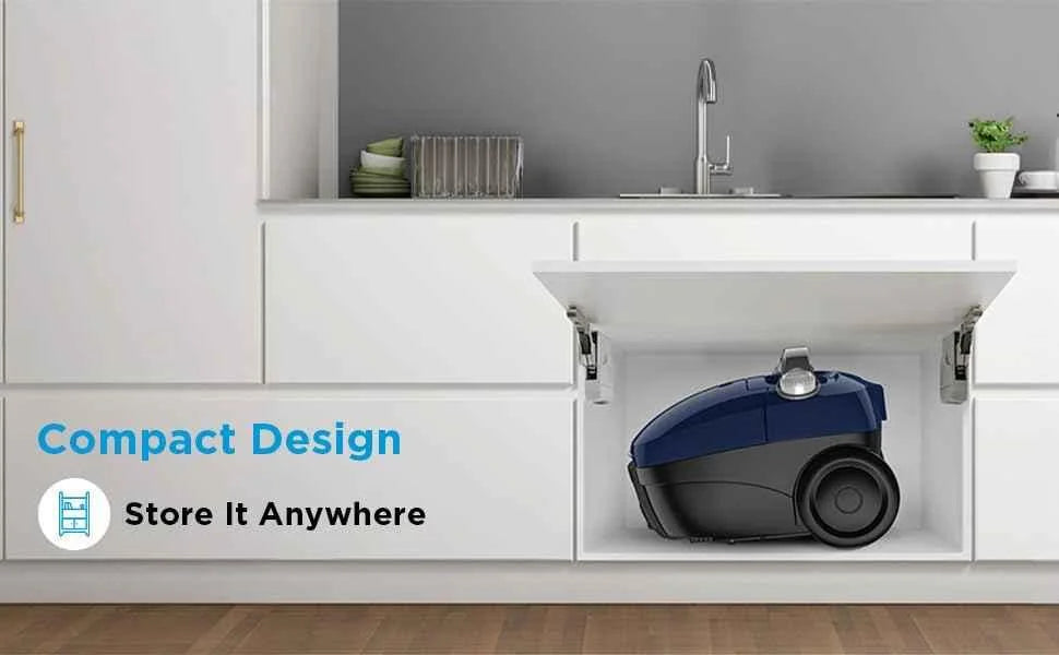 Midea 11S 1400W Blue Bagged Canister Vacuum Cleaner with Dustbag Full Indicator, M11SINBL