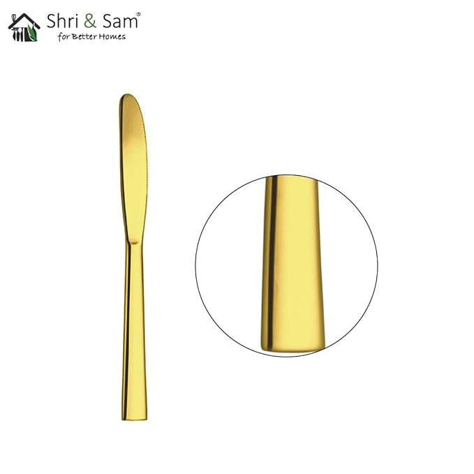 Desert Knife Shri &amp; Sam Stainless Steel Lotus Plain Gold PVD Coating