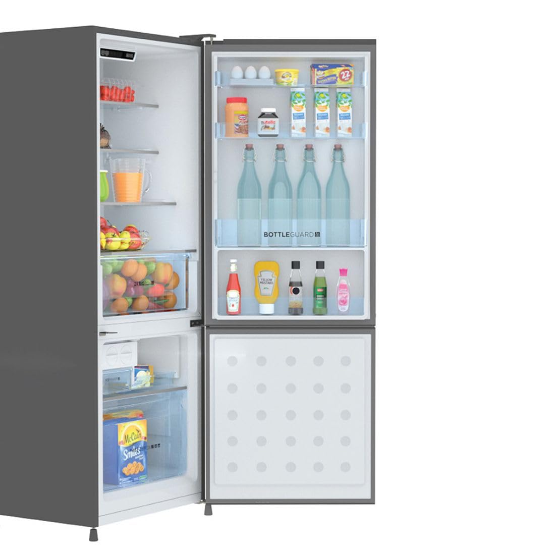 Haier 265L, 2 Star, Inox Steel Finish Bottom Mounted Frost Free Refrigerator