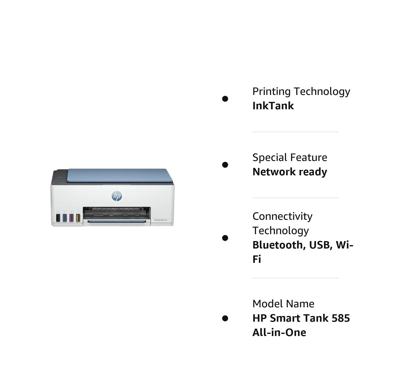 HP Smart Tank 585 All-in-one WiFi Colour Printer (Upto 6000 Black and 6000 Colour Pages Included in The Box). - Print, Scan &amp; Copy for Office/Home