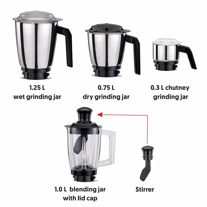 Preethi Peppy Plus 750W- 4 Jar