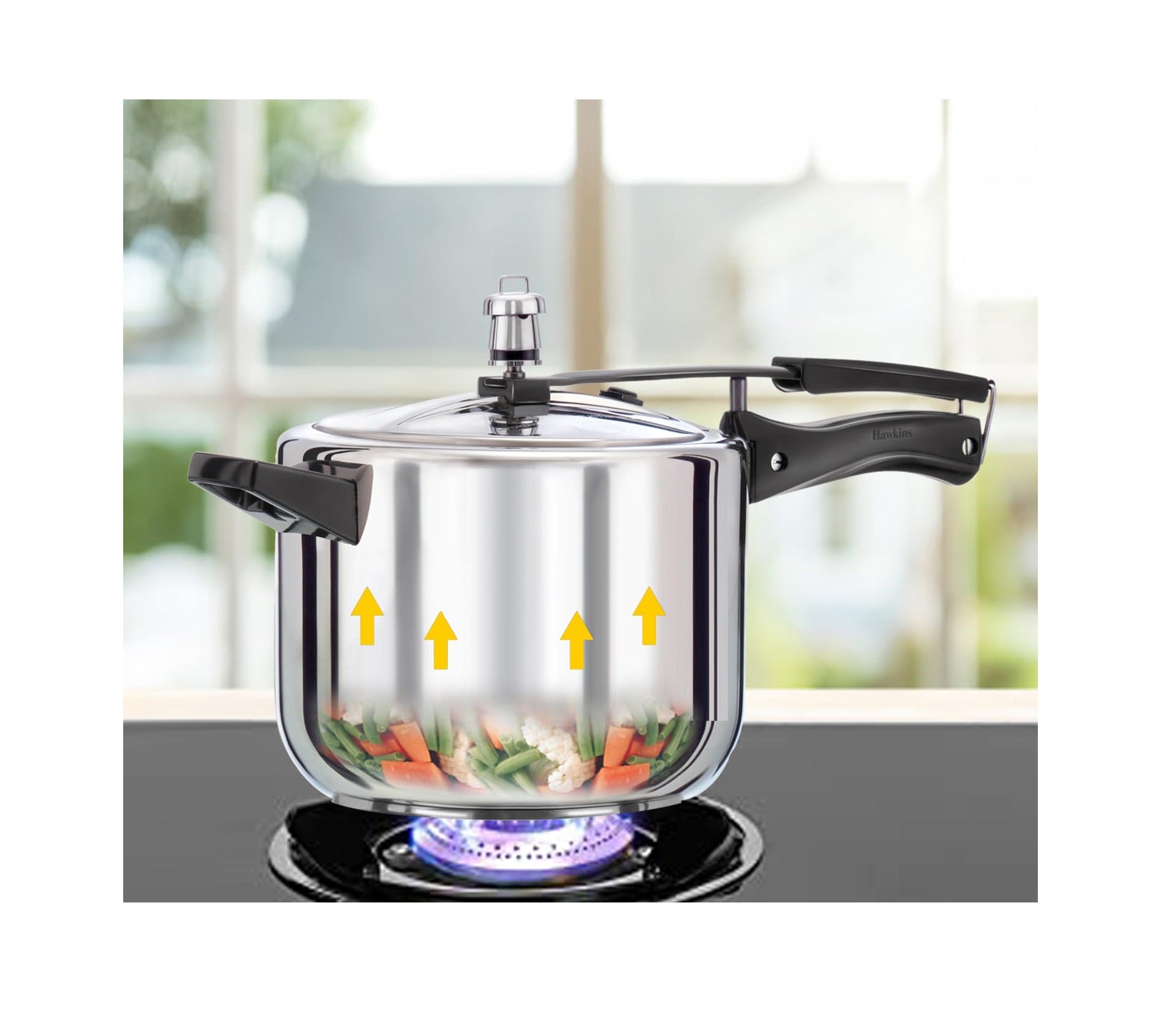 Hawkins 5 Litre Pressure Cooker, Stainless Steel Inner Lid Cooker, Induction Cooker, Silver (Hss50), 5 Liter