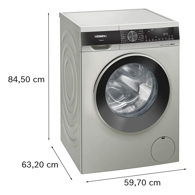 Siemens 11kg 5 Star with Automatic Detergent Dosage (IDOS) &amp; Stain Treatment Fully Automatic Front Load Washing Machine (Built in Heater, WG64A2AXIN, Hygiene Program &amp; 5 Star Inverter, Silver Inox)