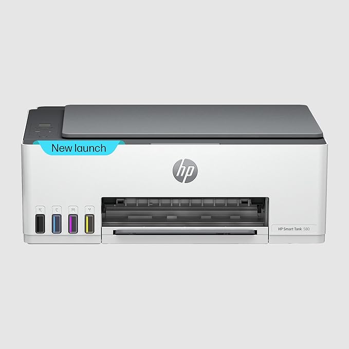 HP Smart Tank 580 All-in-One WiFi Colour Wireless Solid Ink Printer | 1 Extra Black Ink Bottle | 1+1 Year Extended Warranty with PHA Coverage | Up to 8000 Black &amp; 6000 Colour Prints