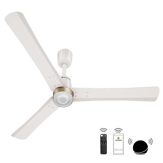 atomberg Renesa Elite Smart 1200mm BLDC Ceiling Fan with IoT &amp; Remote Control | 5 star | High Air Delivery with Moonbeam LED Light | New Sleek Design | Newly Launched | 3 Year Warranty|Pearl White