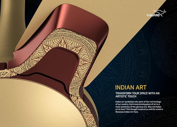 V Guard Romanza Art 1200MM 400Rpm Premium Decorative Cieling Fan(Oro Impact Indian Art)