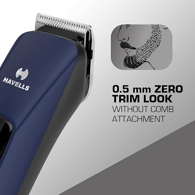 Havells Bt5112C Li-Ion Men Cord &amp; Cordless Beard Trimmer (Blue), Battery Powered