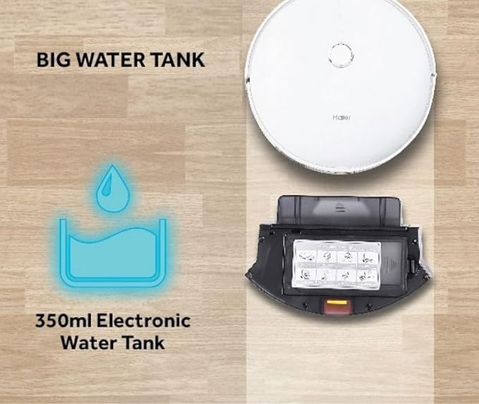 Haier Robot Vacuum Cleaner with Wet Mopping, 2-in-1 with App &amp; Voice Control, Auto Recharge, Strong 2200 PA Suction, and Long Life 2600 Battery, 1.6 Hours, Silver