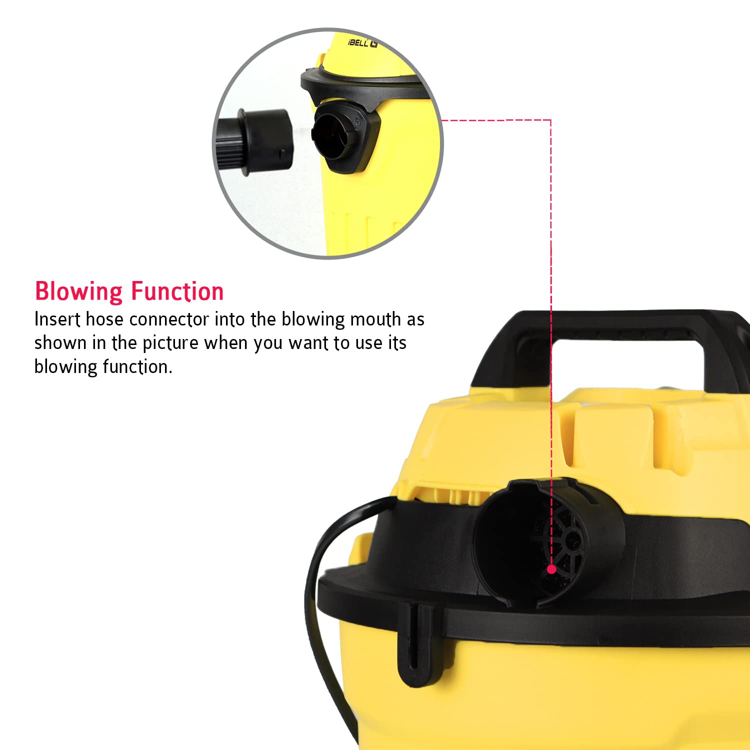 IBELL VC120YBPLUS Vacuum Cleaner, 12L Barrel, 1200W, Wet and Dry Blowing &amp; Suction, High Efficiency Filter (Yellow)