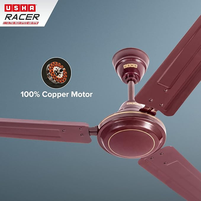 Usha Racer 1200MM Ultra High Speed 400RPM Ceiling Fan Brown W/O REG