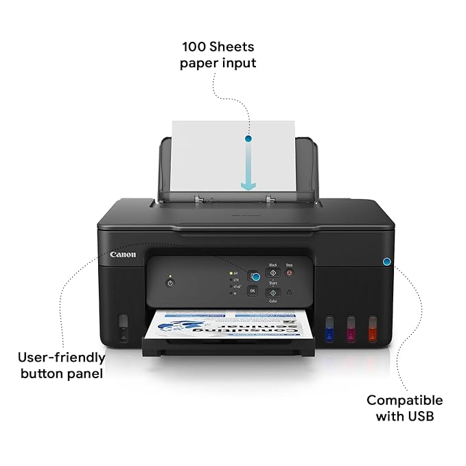 Canon PIXMA MegaTank G2730 All-in-One (Print, Scan, Copy) Inktank Colour Printer with 1 Year Additional Warranty on Registering The Printer