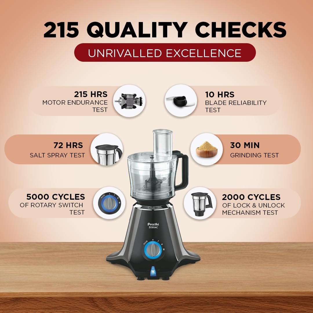 Preethi Zodiac Mixer Grinder, 750 Watts, Black