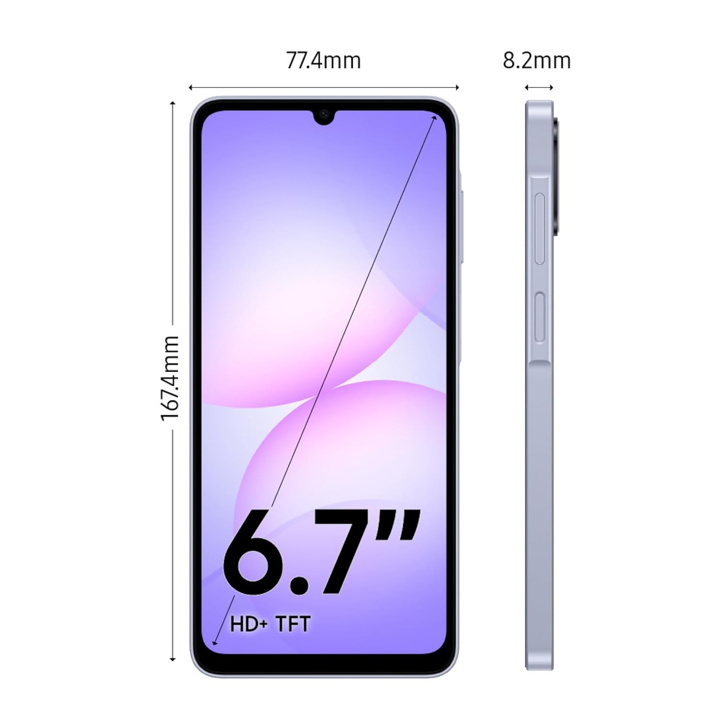 Samsung Galaxy A07 5G Smartphone (Light Violet, 4GB RAM, 128GB Storage)