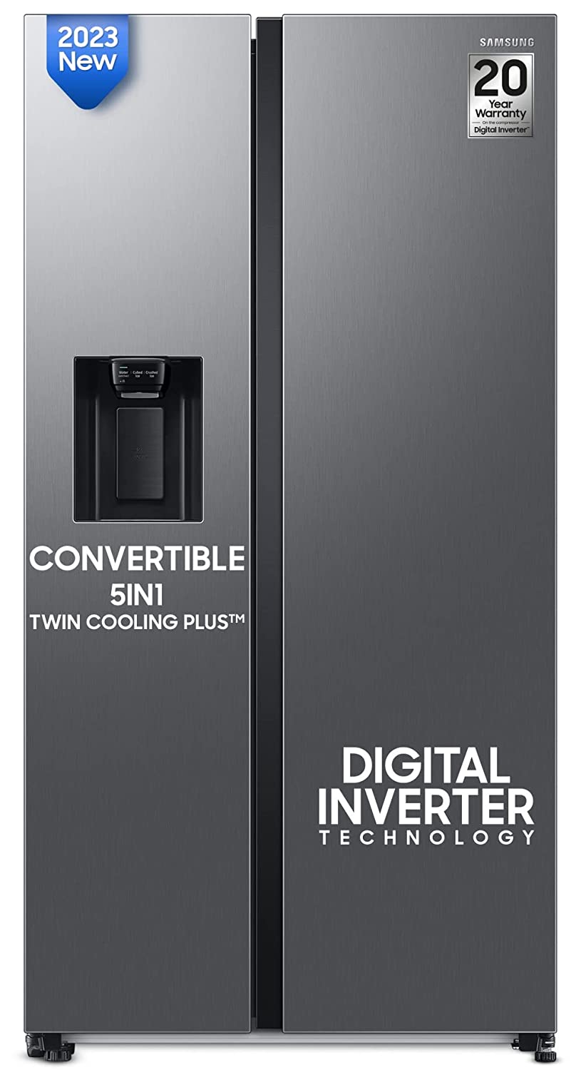 Samsung 633 L Frost Free Convertible 5In1, Digital Inverter Wi-Fi Enabled Side by Side Refrigerator (RS78CG8543SLHL)
