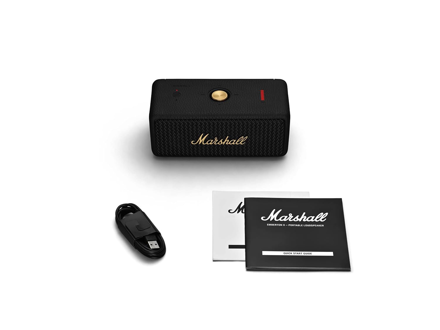Marshall Emberton II 20 W Wireless Bluetooth Portable Outdoor Speaker (Black &amp; Brass)