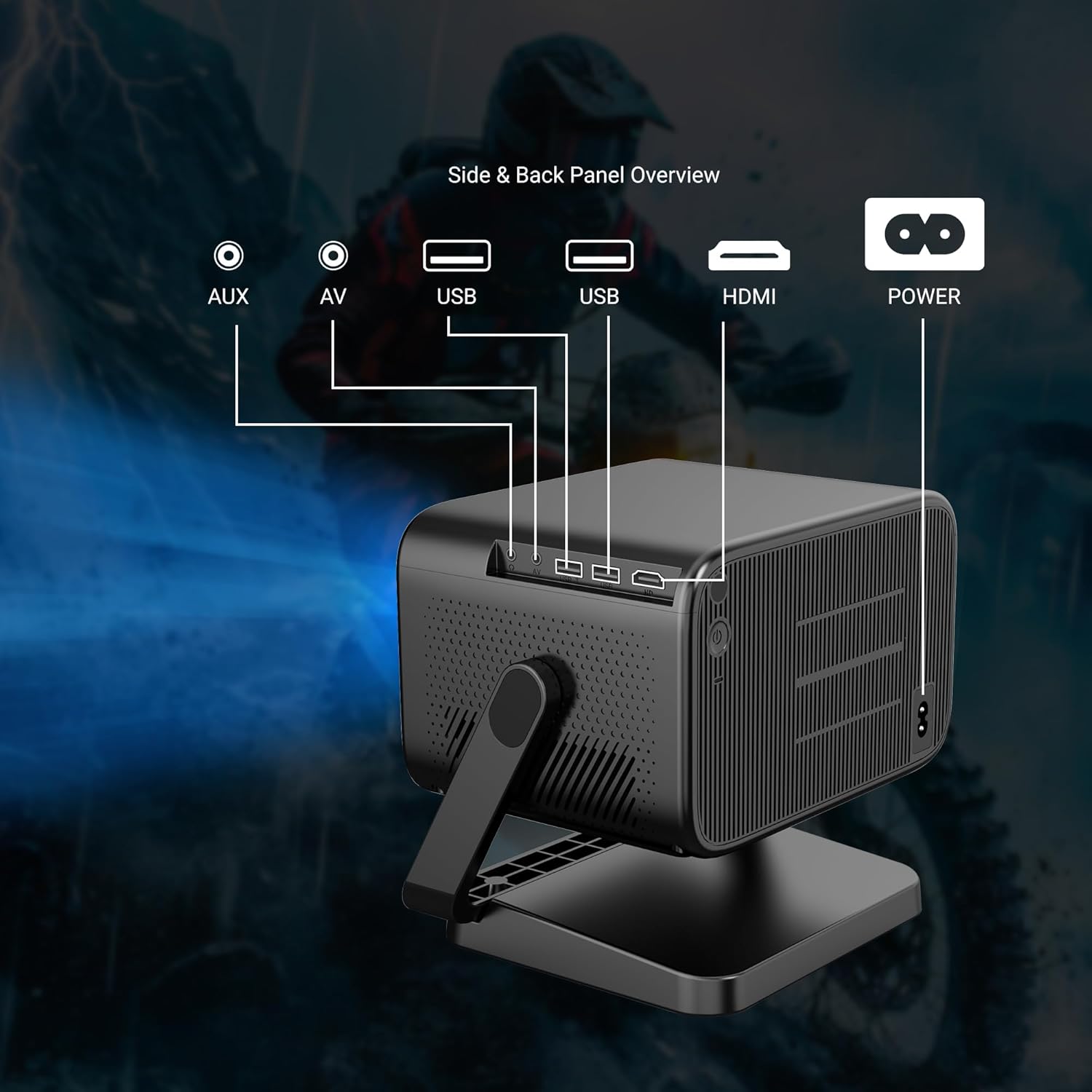 Ant Esports View 822 Smart LED Projector - Black | Auto-Focus 1080P Native &amp; 4K Support, 5000 Lumens, WiFi, Android 9, BT, Remote, Upto 176", Built-in OTT (Netflix, Prime Video), Speaker 2x3W