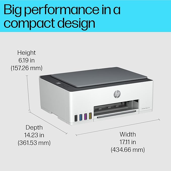 HP Smart Tank 580 All-in-One WiFi Colour Wireless Solid Ink Printer | 1 Extra Black Ink Bottle | 1+1 Year Extended Warranty with PHA Coverage | Up to 8000 Black &amp; 6000 Colour Prints