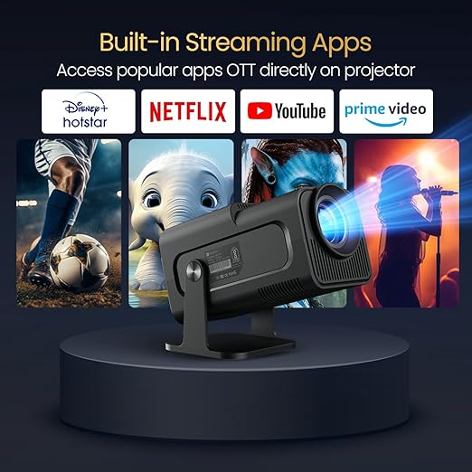 Portronics Beem 470 Smart LED Projector with 1080p Full HD Resolution, Rotatable Design, Built-in Streaming Apps (Netflix, Prime Video, Hotstar), 4500 Lumens, Screen Mirroring, 5 Watt Speaker