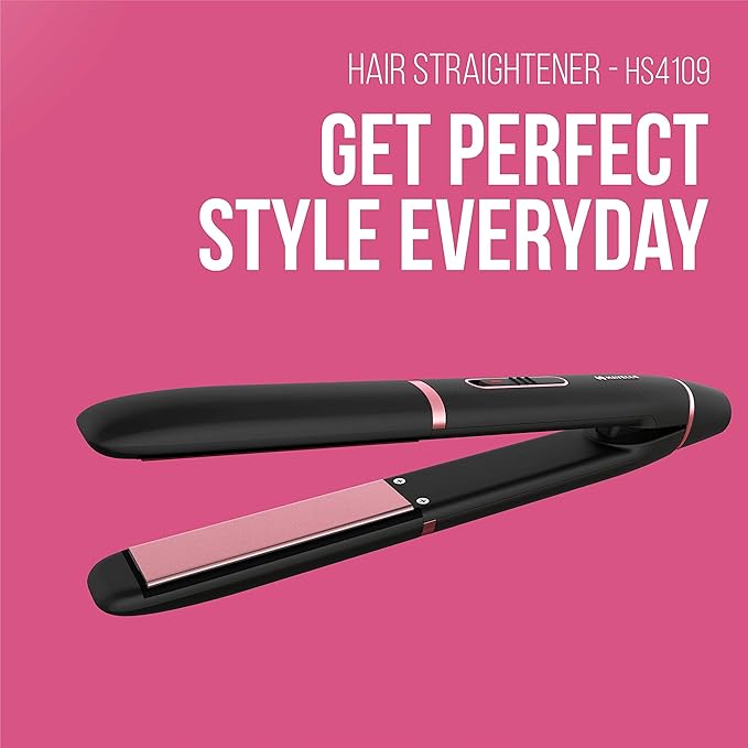 Havells HS4109 Floating Ceramic Plates Hair Straightener; with Advance PTC Heating Element for Protection from overheating (Black)
