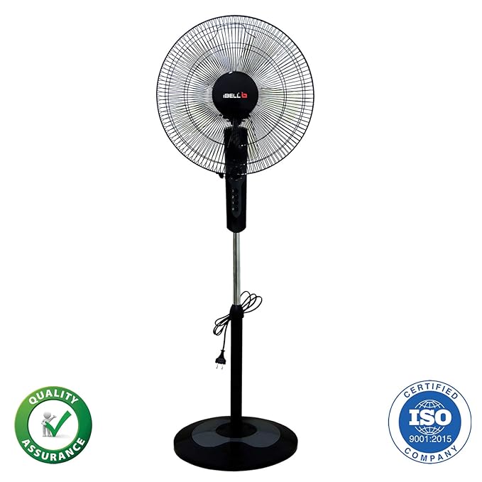 IBELL CHROME10 5 Leaf Pedestal Fan with Timer. High Speed motor - Black