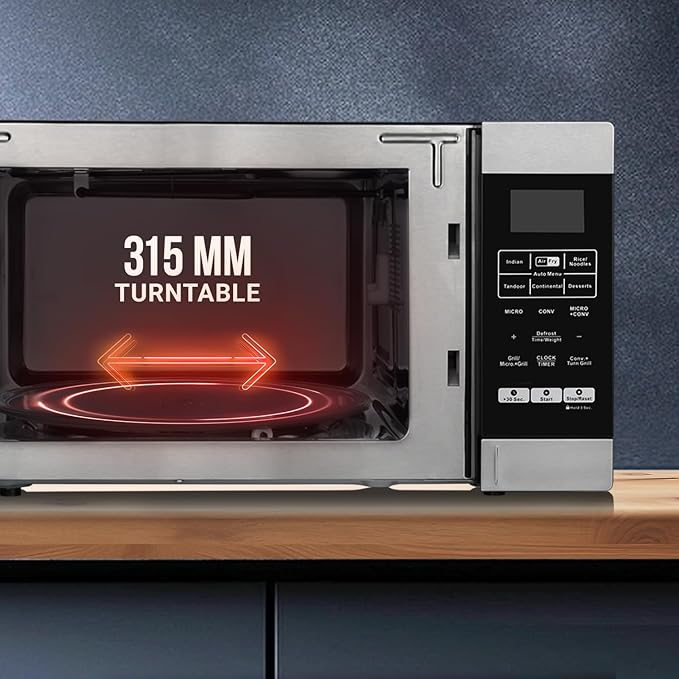 Haier 30L Convection Microwave Oven (HIL3001ARSB, Black) with In-Built Air Fryer | Motorized Rotisserie | Stainless-steel Cavity | 5 In 1 Microwave oven