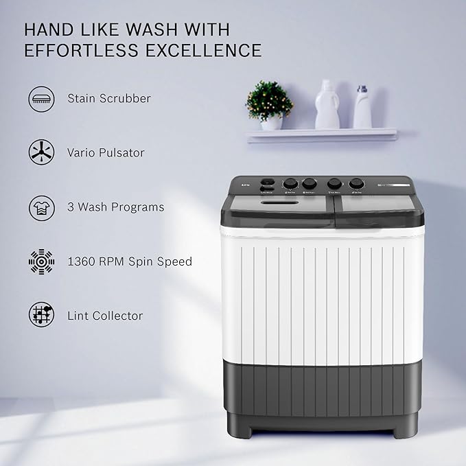 Bosch 8KG 5 Star Semi Automatic Top Loading Washing Machine (Spin Drum Safety Disk, Unique Impeller,WJZ801W0IN)