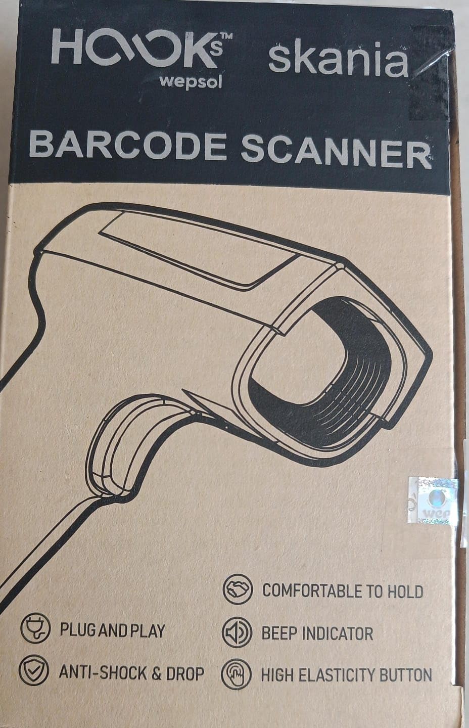 Wepsol Hooks Scania Scanner 760H Barcode Scanner (1) - USB Cable, Compatible with ECR, Wep Product, Touch POS, Computer