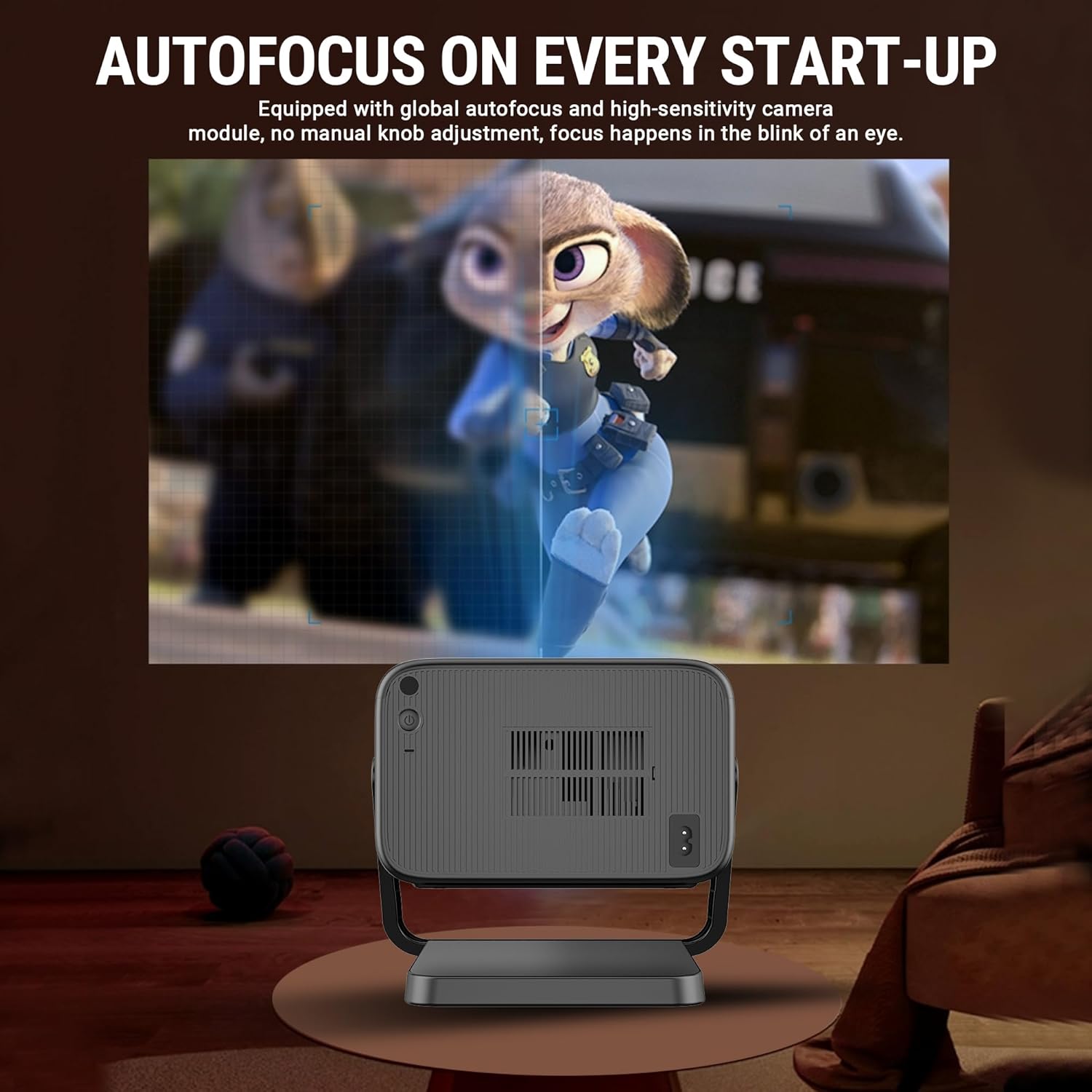 Ant Esports View 822 Smart LED Projector - Black | Auto-Focus 1080P Native &amp; 4K Support, 5000 Lumens, WiFi, Android 9, BT, Remote, Upto 176", Built-in OTT (Netflix, Prime Video), Speaker 2x3W