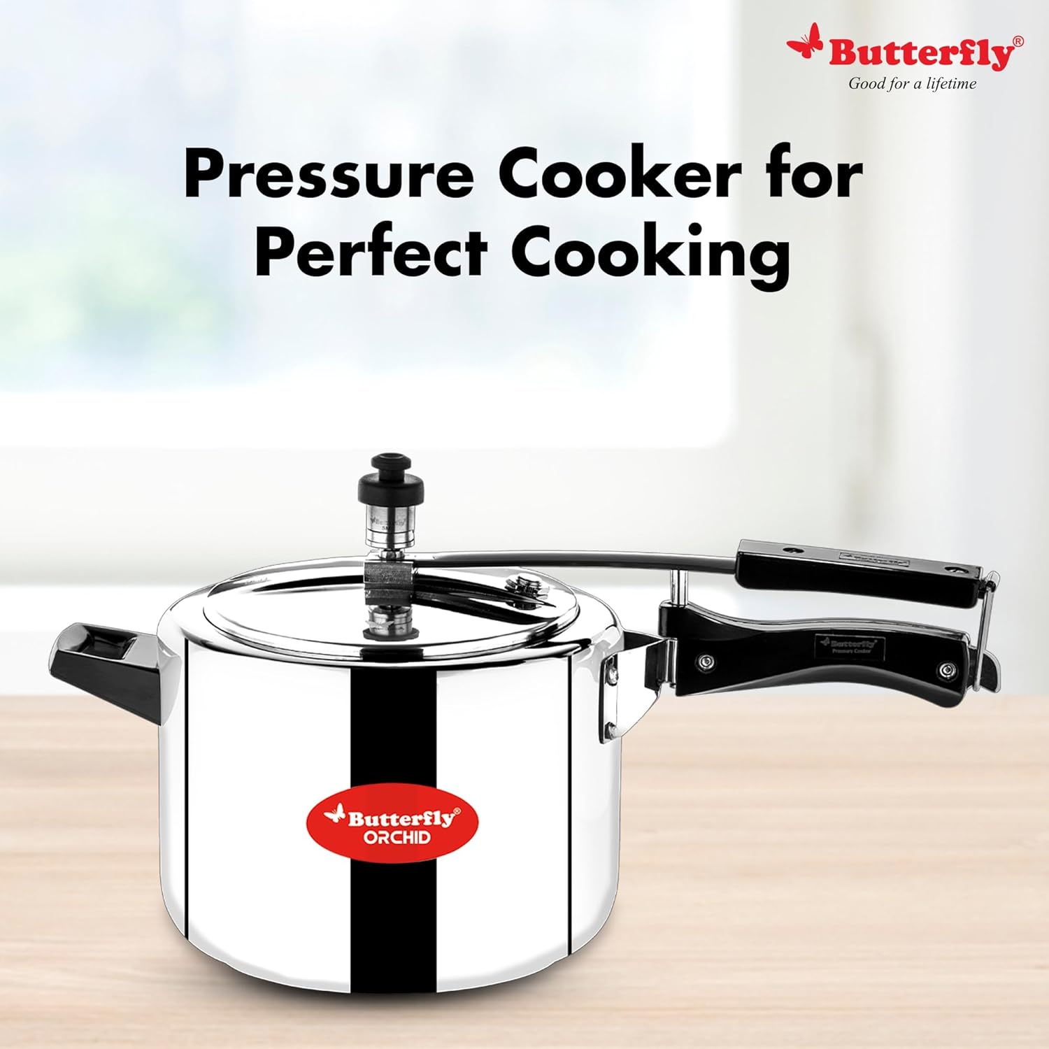 Butterfly Orchid 5 Litres Pressure Cookers | Inner Lid | Superior Stainless Steel | Induction &amp; Gas Stove Compatible | ISI Certified | 5 Years Manufacturer's Warranty | Silver