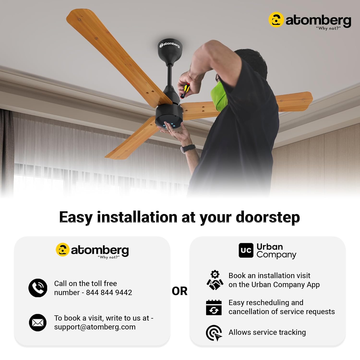 atomberg Ikano 1200mm BLDC Ceiling Fan with Remote | 5 star | High Air Delivery | LED Speed Indicator | Low Noise | Timeless Design with Power Saving | 2 Year Warranty|Gloss Black