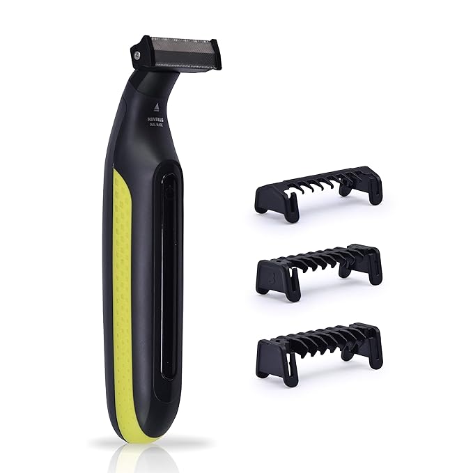 Havells UniBlade (Shaver cum Trimmer) | Rechargeable battery | 60 minutes Runtime | For Wet and Dry shave (IPX6) | 3 Trimming Combs | Travel friendly pouch | Black and Yellow | ST7000
