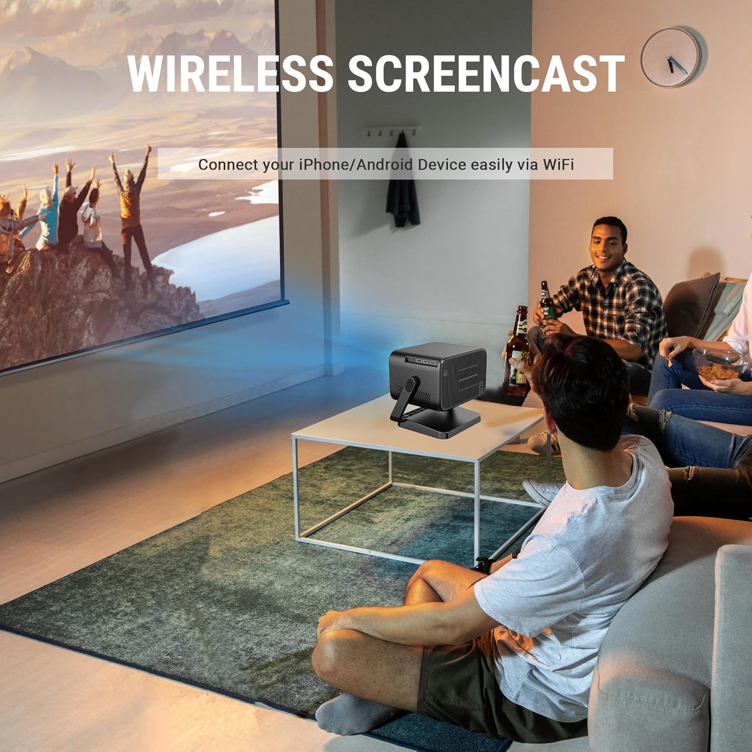 Ant Esports View 822 Smart LED Projector - Black | Auto-Focus 1080P Native &amp; 4K Support, 5000 Lumens, WiFi, Android 9, BT, Remote, Upto 176", Built-in OTT (Netflix, Prime Video), Speaker 2x3W