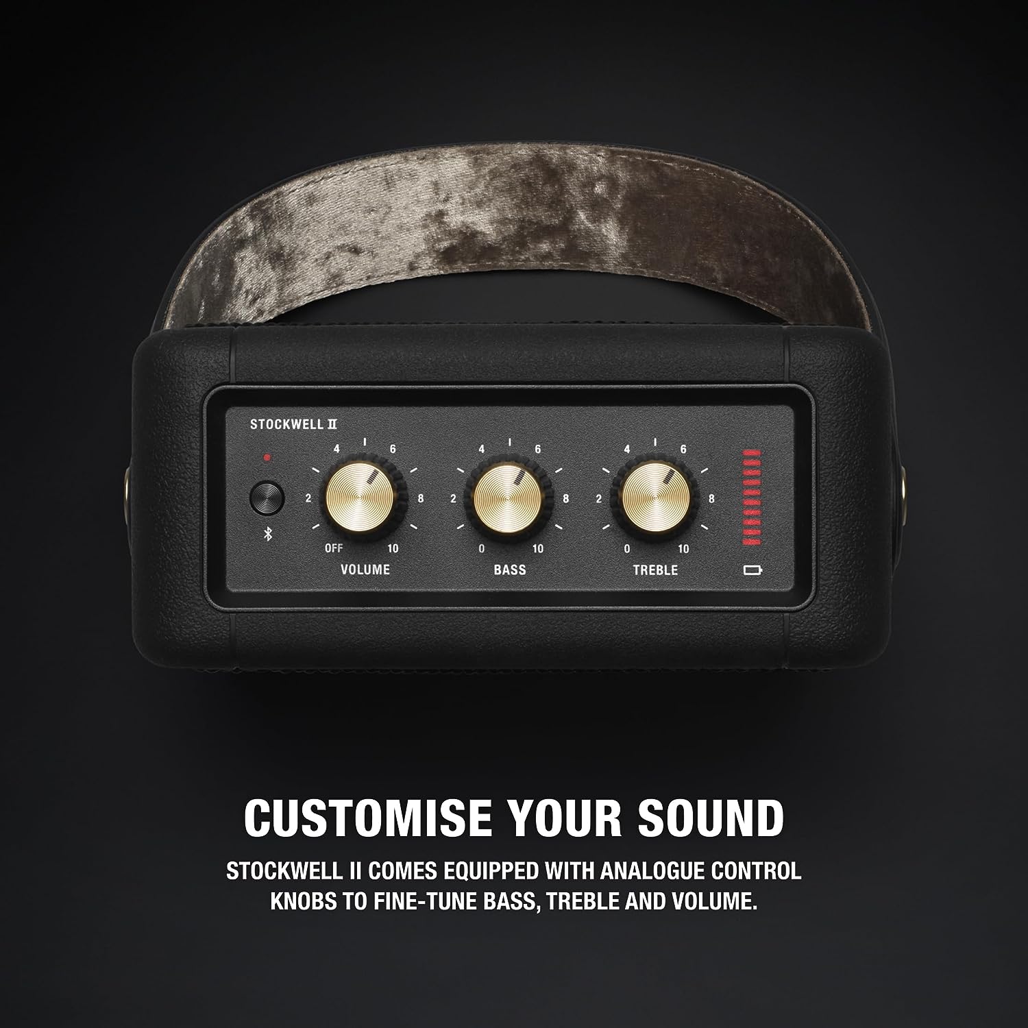 Marshall Stockwell II 20 Watt Wireless Bluetooth Portable Speaker (Black and Brass)
