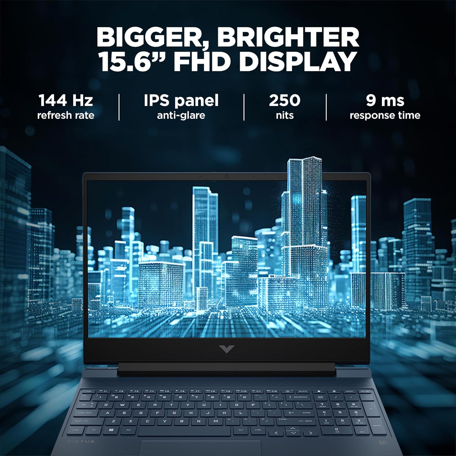 HP Victus, 12th Gen Intel Core i5-12450H, RTX 3050 (16GB DDR4, 512GB SSD) FHD, IPS, 144Hz, 15.6"/39.6cm, Win 11, Office 21, Blue, 2.3kg, fa1412tx, B&amp;O Audio, Backlit Gaming Laptop