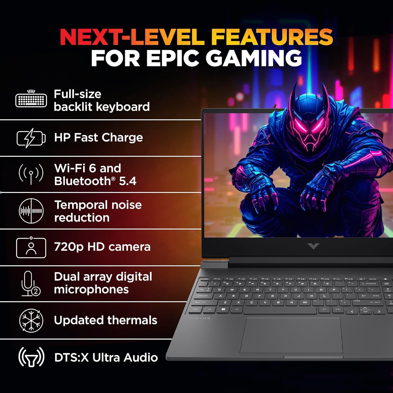 HP Victus, 13th Gen Intel Core i5-13420H, 4GB RTX 2050, 16GB DDR4 (Upgradeable) 512GB SSD, 144Hz, IPS, 300 nits, FHD, 15.6''/39.6cm, Win11, M365* Office24, Mica Silver, 2.3kg, fa2703tx Gaming Laptop