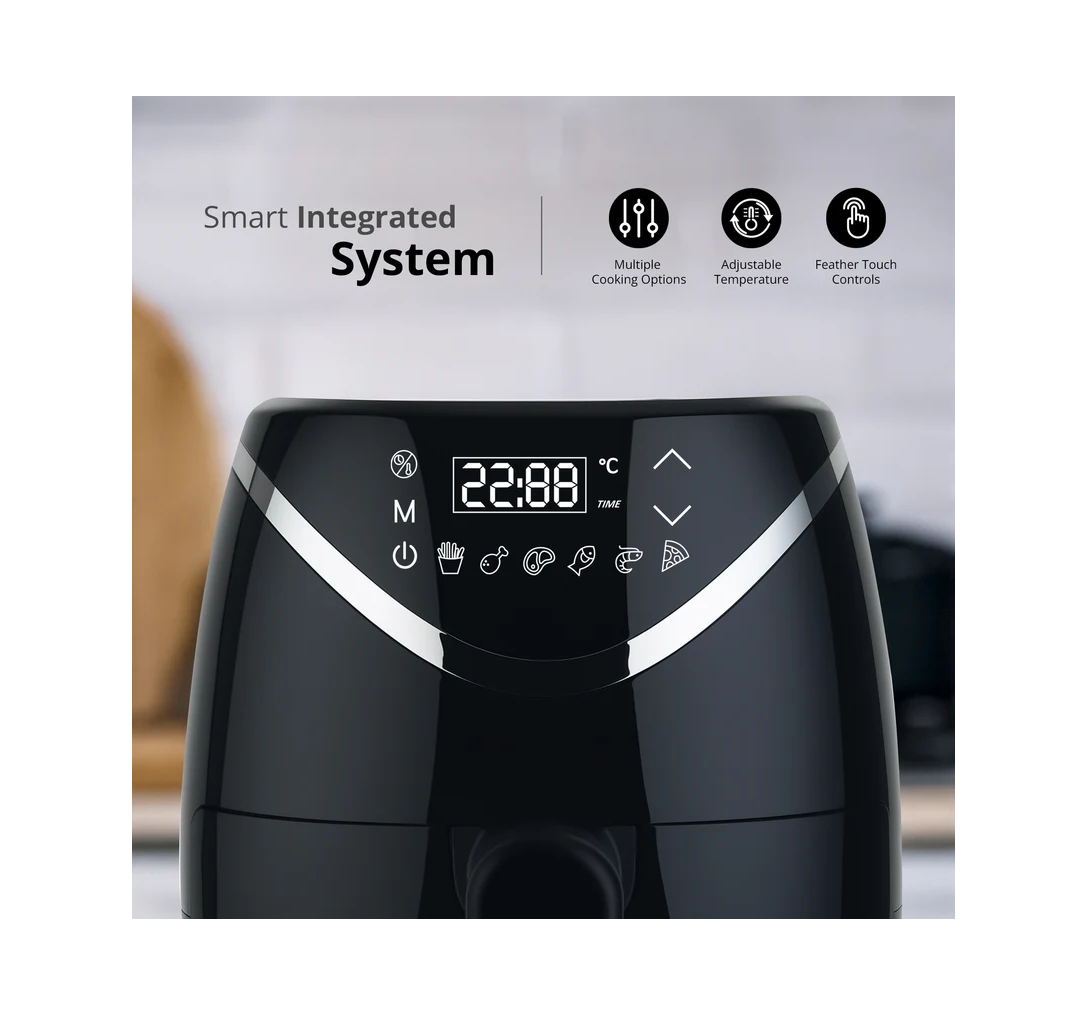 iBELL 3.2L Digital Air Fryer |800W, Feather Touch Control, 6 Preset Cooking Modes, Adjustable Temperature, One Basket with Steam Rack, Oil-Free Healthy Cooking (IBLAEROFRY300)