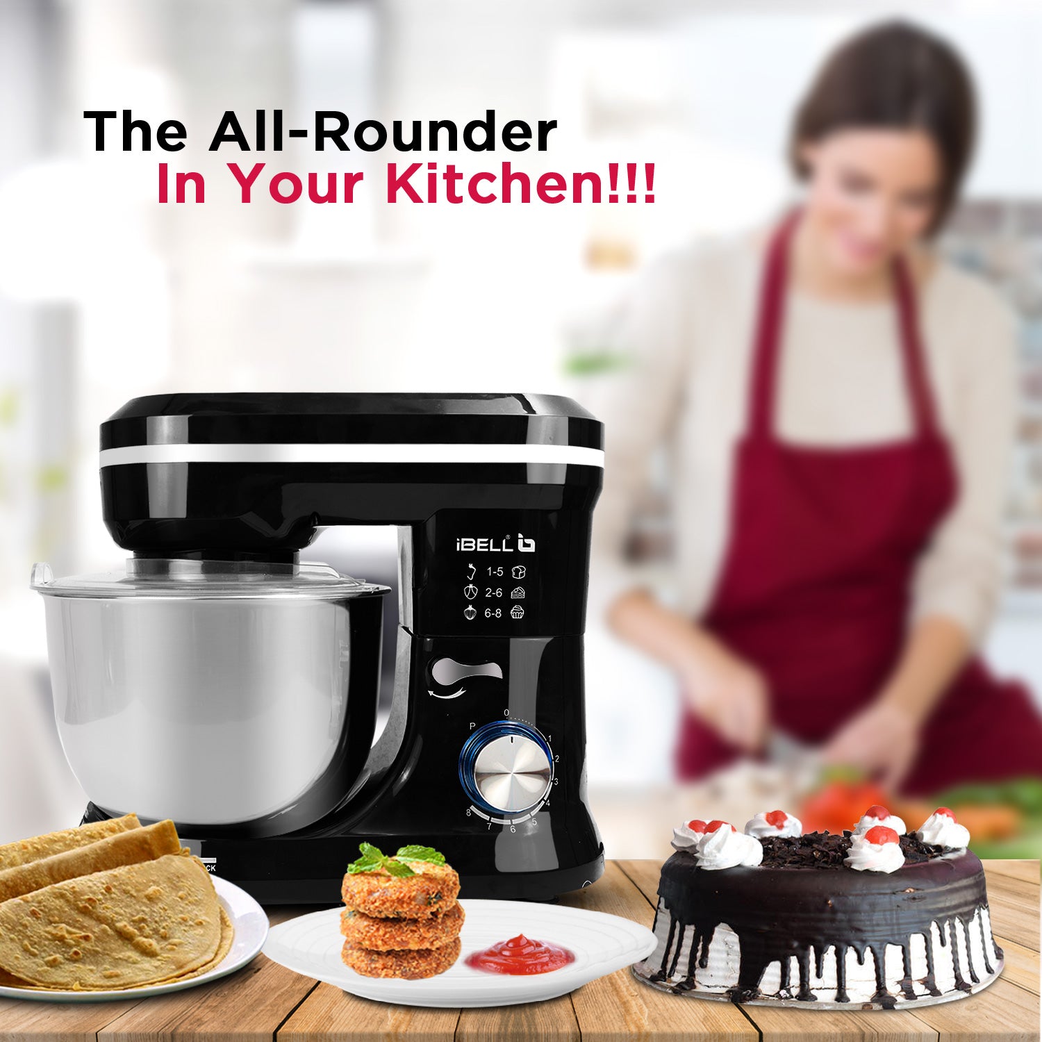 iBELL 4500MPLUS Stand Mixer with Tilt-up Head, 100% Copper Motor