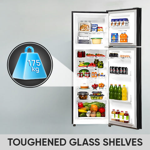 SHARP 265 L 2 Star 7 in 1 Convertible mode Frost Free Double Door Refrigerator | Japan 7 Shield Protection | Hi-Tech Inverter | ISI Certified Mirror Glass Finish Door | (Galaxy Strom, SJ-FF305V2-GKG)