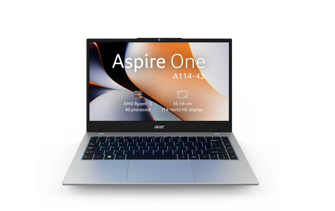 Acer Smartchoice Aspire One,AMD Ryzen 3-7320U, Windows 11 home , 8GB LPDDR5 RAM/ 256GB SSD, 14.0"/35.56cm TN HD Display, Win 11 Home, Pure Silver,Thin and Light Laptop