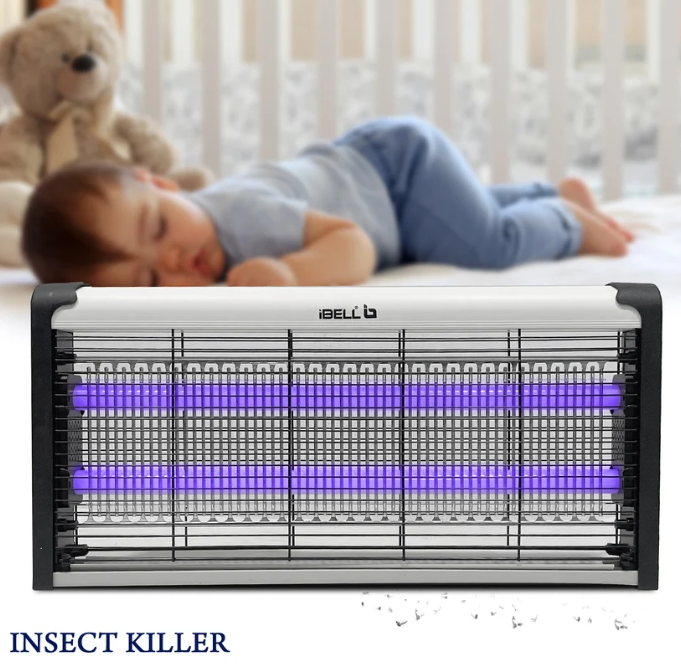 IBELL 202IK Insect Killer Machine 40W Bug Zapper, Energy Saving, Aluminium Body & UV Bulbs, Fly Catcher for Home, Hotels & Offices, Insect Control (Grey)